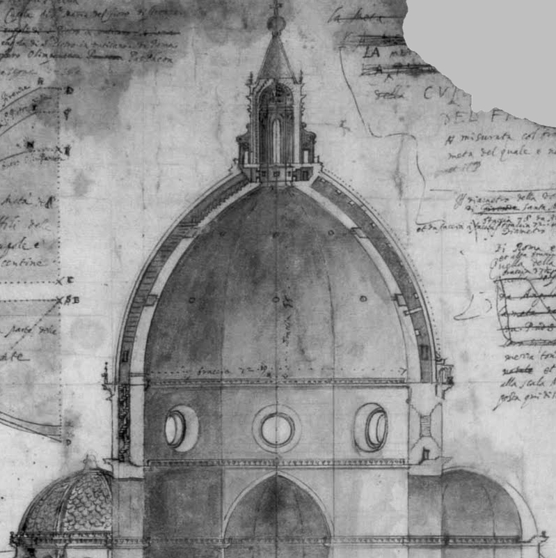 Sezione della Cupola disegnata da Ludovico Cardi, detto il Cigoli, nel 1613
