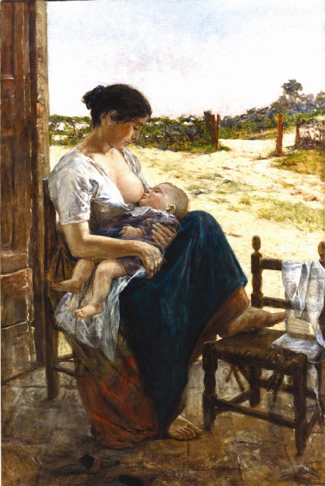 Adolfo Tommasi, Maternità (1895; olio su tela, 170x113 cm; Livorno, Collezione Angiolini – Bottega d’Arte) 