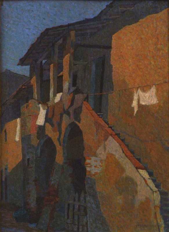Carlo Domenici, Casa al sole (1920 circa; olio su tavola, 50x36 cm; Fondazione Livorno) 