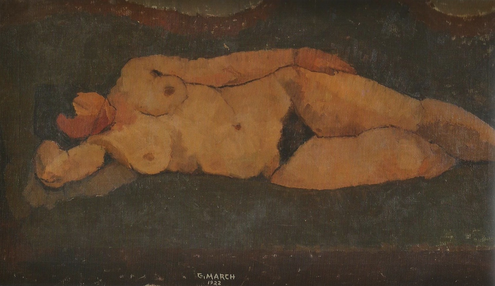 Giovanni March, Nudo disteso (1922; olio su tela cm 70,5x124; collezione privata) 