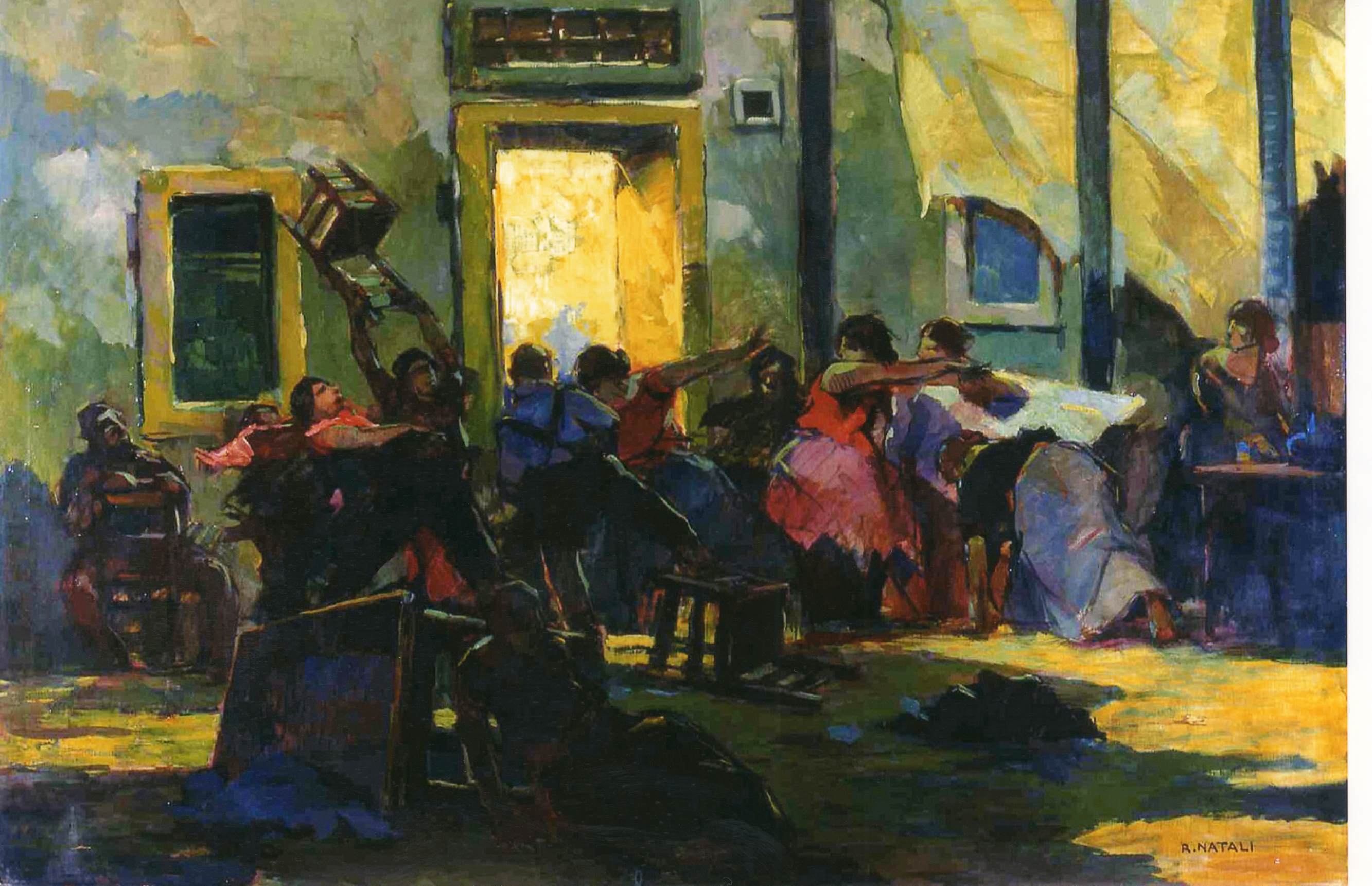 Renato Natali, Rissa Micheli (1930 circa; olio su tela, 120x180 cm; Collezione privata, Eredi Ugo Ughi) 