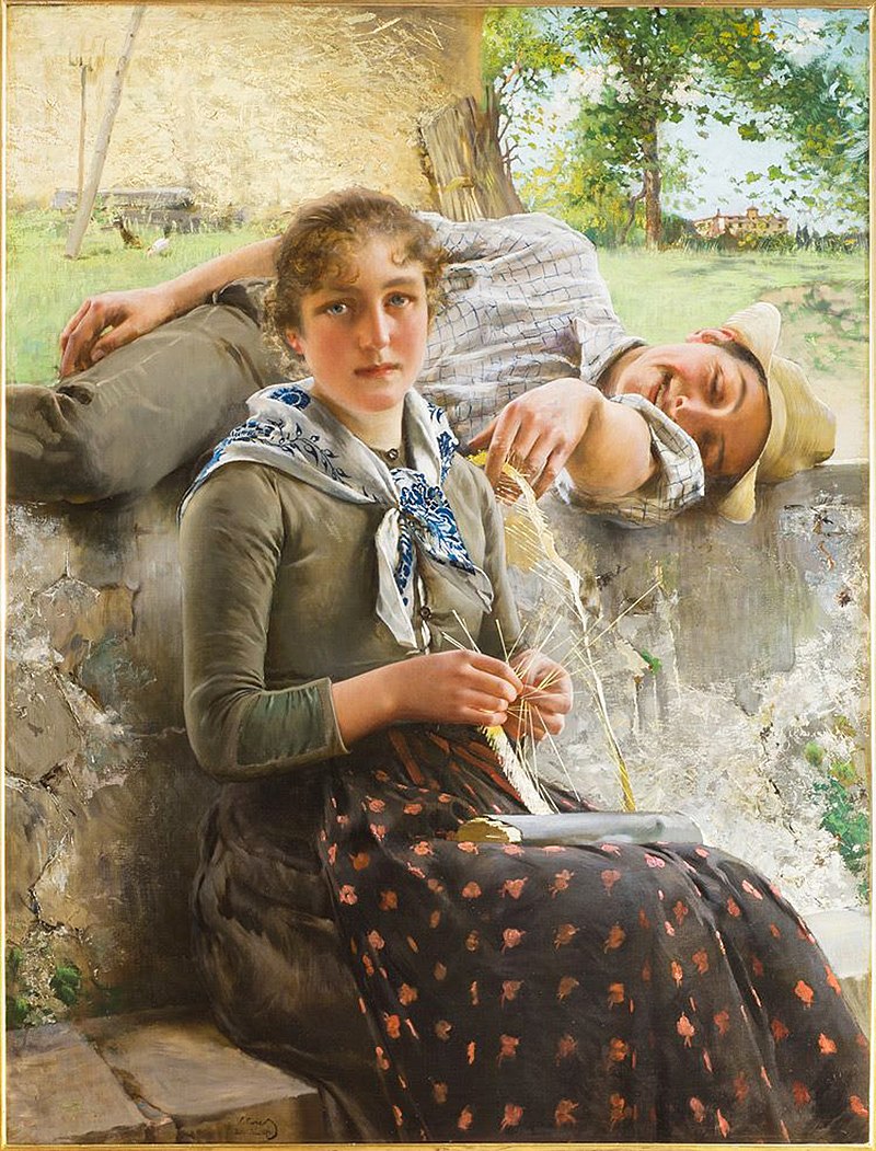 Vittorio Corcos, Stella e Pietro (1889; olio su tela, 112x86,5 cm; Firenze, Palazzo Pitti, Galleria d’Arte Moderna) 