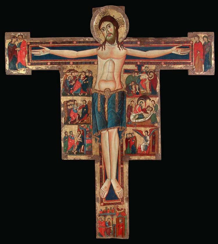 Maestro di Rosano, Croce dipinta (1120 circa; tempera su tavola; Rosano, Santa Maria Assunta)
