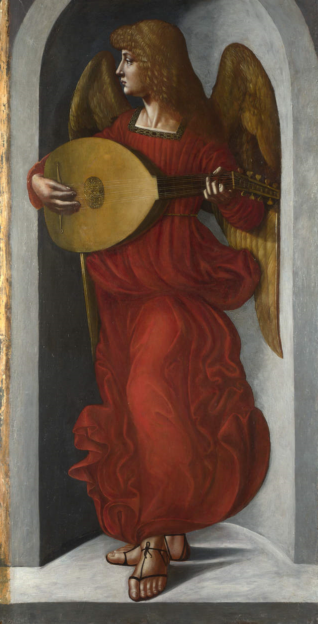 Giovanni Ambrogio de Predis, Angelo (1495-1500 circa; olio su tavola, 118,8 x 61 cm; Londra, National Gallery)
