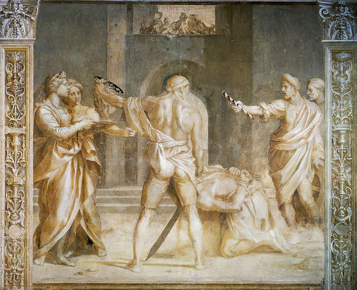 Andrea del Sarto, Decollazione del Battista (1523; affresco; Firenze, Chiostro dello Scalzo)
