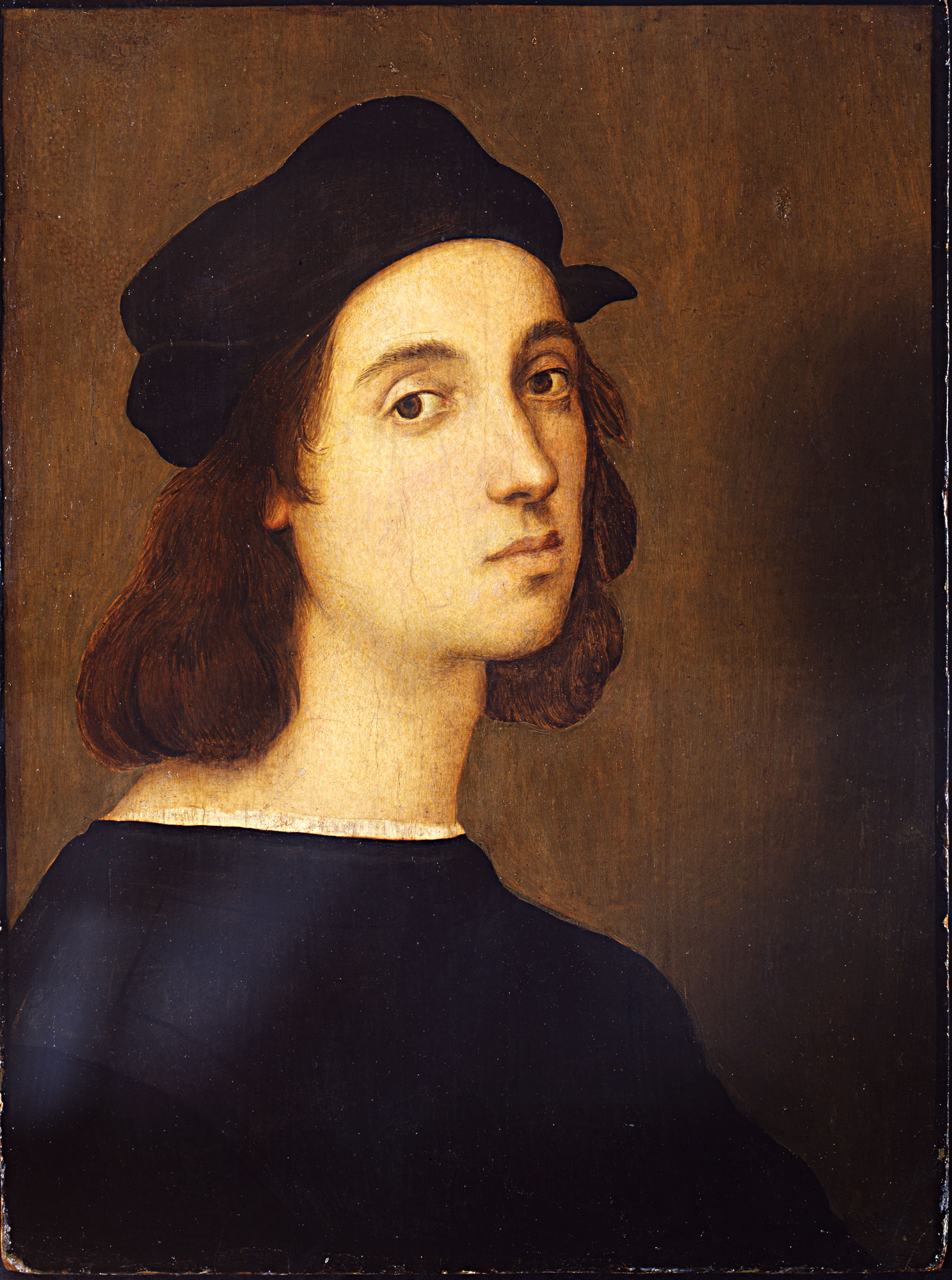 Raffaello, Autoritratto (1506-1508; olio su tavola di pioppo; Firenze, Gallerie degli Uffizi, Galleria delle Statue e delle Pitture). Gabinetto fotografico delle Gallerie degli Uffizi - Su concessione del Ministero per i Beni e le Attività Culturali e del Turismo