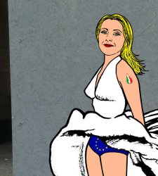 Giorgia Meloni diventa un'improbabile Marilyn nella nuova opera di aleXsandro Palombo