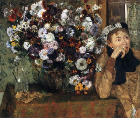 Donna con vaso di fiori di Edgar Degas