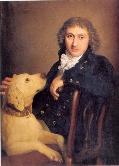 Ritratto di Giacomo Rota col cane di Gaspare Landi