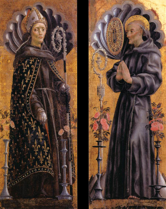 San Ludovico di Tolosa e san Bernardino da Siena di Michele Pannonio