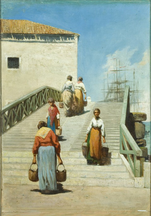 Donne sul ponte a Venezia di Vincenzo Cabianca