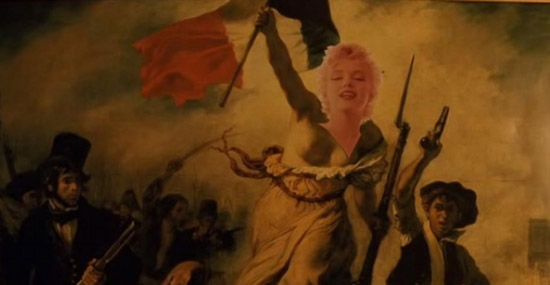L'immagine della Libertà di Delacroix con apposta la foto di Marilyn L'immagine della Libertà di Delacroix con apposta la foto di Marilyn