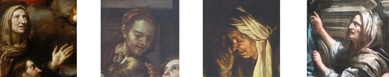 Confronto tra i volti delle opere di Fiasella