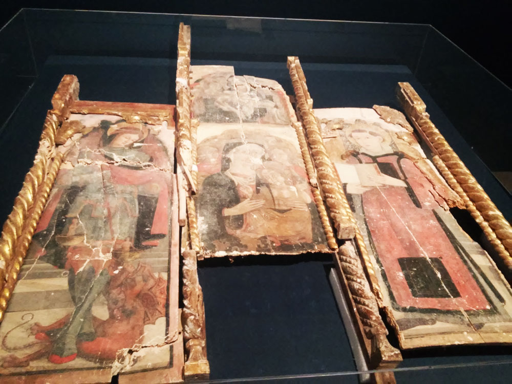 Attribuita a Benedetto di Marco, Madonna con il Bambino e i santi Michele Arcangelo e Stefano