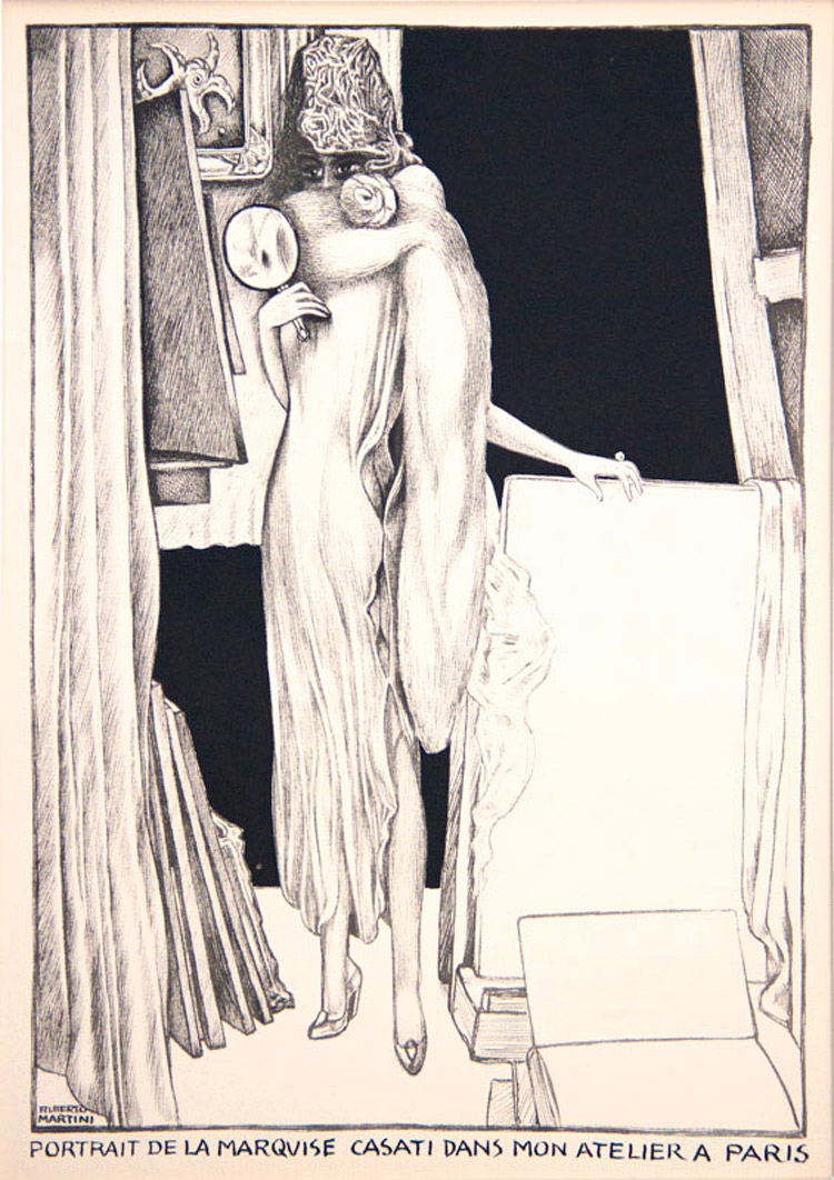 Alberto Martini, Portrait de la marquise Casati dans mon atelier à Paris Alberto Martini, Portrait de la marquise Casati dans mon atelier à Paris