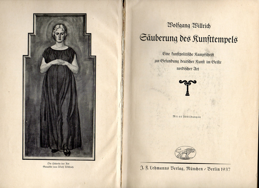 L'intestazione del libro Säuberung des Kunsttempels di Wolfgang Willrich