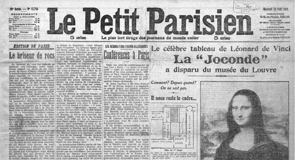 Il furto della Gioconda su Le Petit Parisien Il furto della Gioconda su Le Petit Parisien