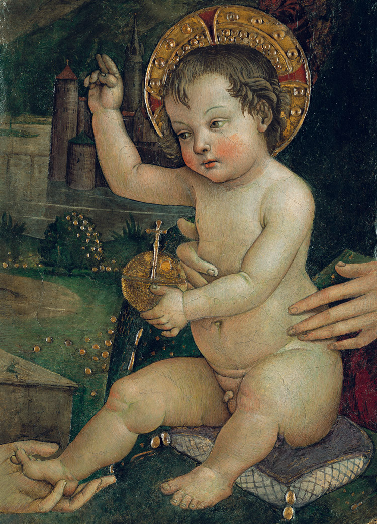 Pinturicchio, Bambin Gesù delle mani, frammento della distrutta Investitura divina di Alessandro VI Pinturicchio, Bambin Gesù delle mani, frammento della distrutta Investitura divina di Alessandro VI