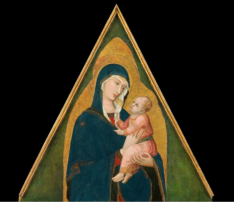 Ambrogio Lorenzetti, Trittico di Badia a Rofeno, Cuspide con Madonna e Bambino