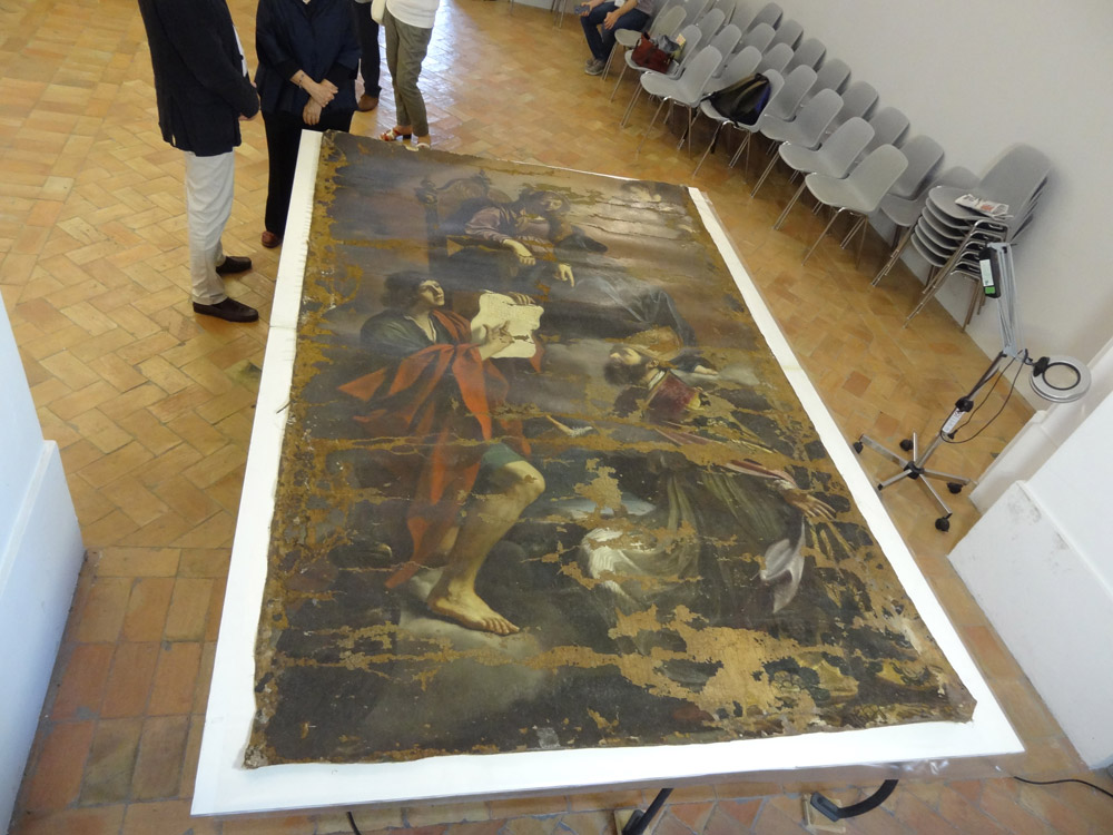 I danneggiamenti sul dipinto del Guercino. Foto su gentile concessione di Maria Grazia Gattari I danneggiamenti sul dipinto del Guercino. Foto su gentile concessione di Maria Grazia Gattari