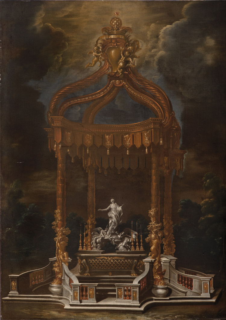 Domenico Piola, Progetto per un altare con baldacchino e statua della Madonna Immacolata di Pierre Puget Domenico Piola, Progetto per un altare con baldacchino e statua della Madonna Immacolata di Pierre Puget