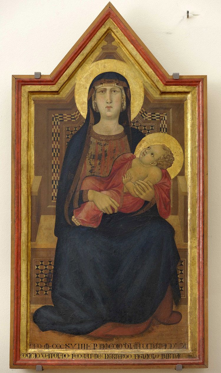 Ambrogio Lorenzetti, Madonna col Bambino in trono (1319; tempera e oro su tavola, 148,5 x 78 cm; San Casciano in Val di Pesa, Museo dÂ’Arte Sacra Â“Giuliano GhelliÂ”)
