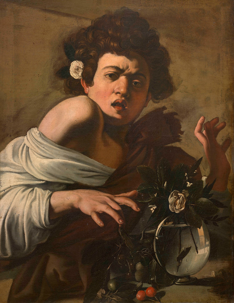 Caravaggio, Ragazzo morso da un ramarro (c. 1595-1596; oil on canvas, 65.8 x 52.3 cm; Florence, Fondazione Longhi)