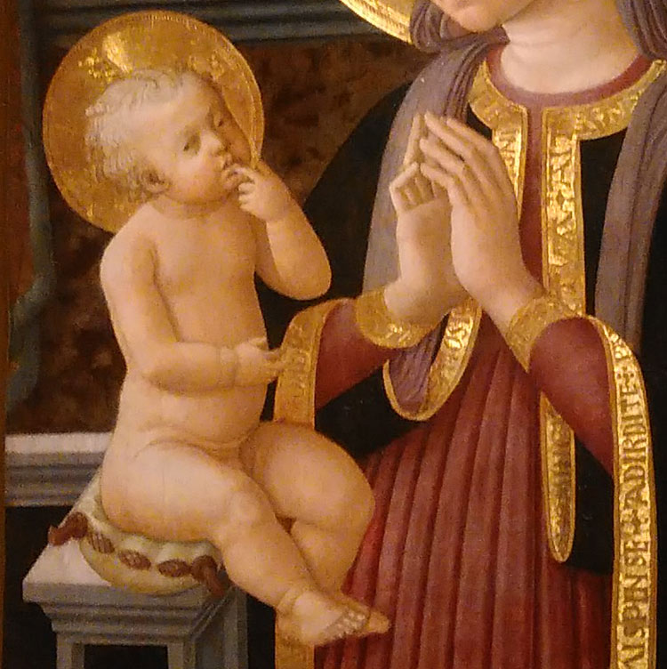 Dettaglio del Bambino nella Madonna di Fucecchio di Zanobi Machiavelli Dettaglio del Bambino nella Madonna di Fucecchio di Zanobi Machiavelli