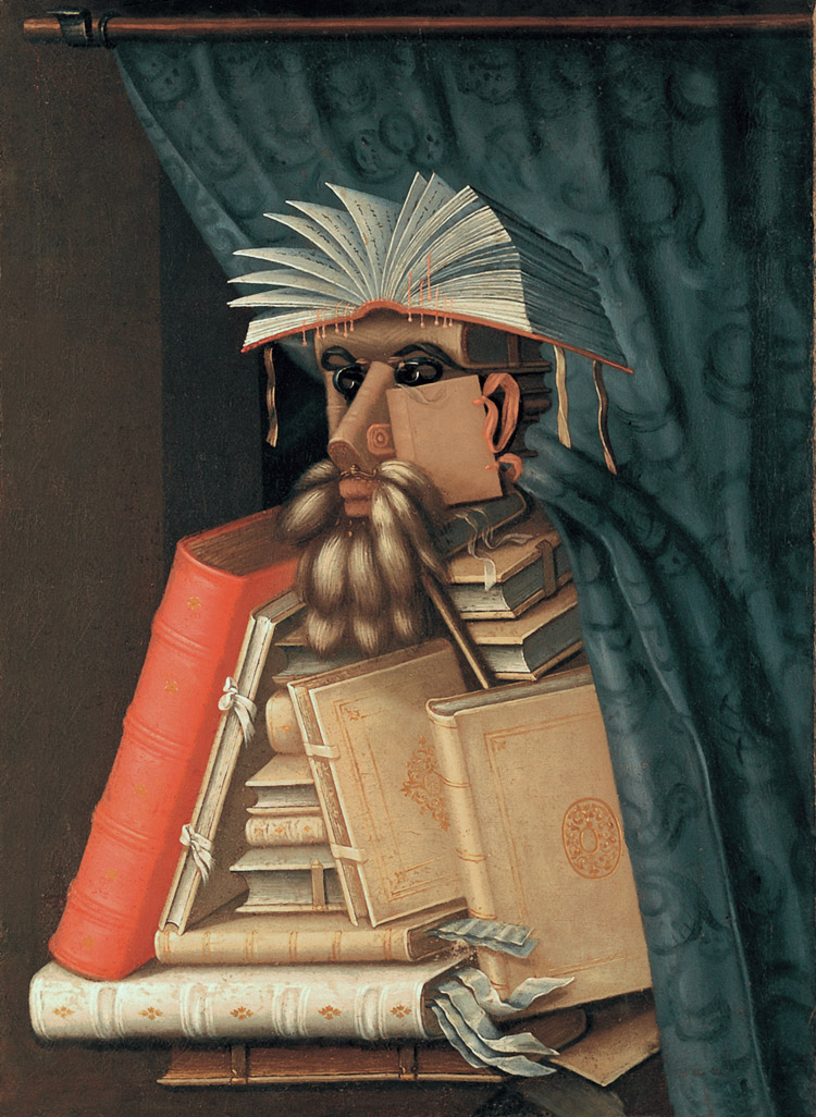 Giuseppe Arcimboldi (copia da), Il Bibliotecario (olio su tela, 97 x 71 cm; Svezia, Castello di Skokloster) 