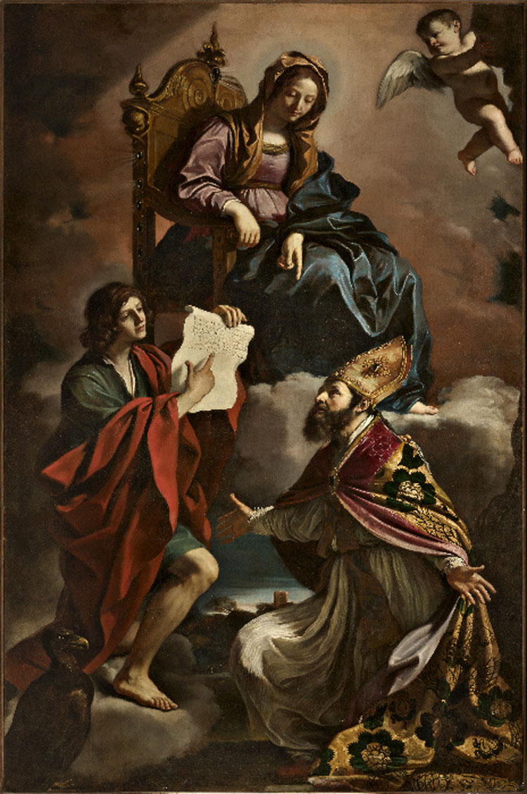 Madonna col Bambino e i santi Giovanni Evangelista e Gregorio Taumaturgo Guercino, Madonna col Bambino e i santi Giovanni Evangelista e Gregorio Taumaturgo