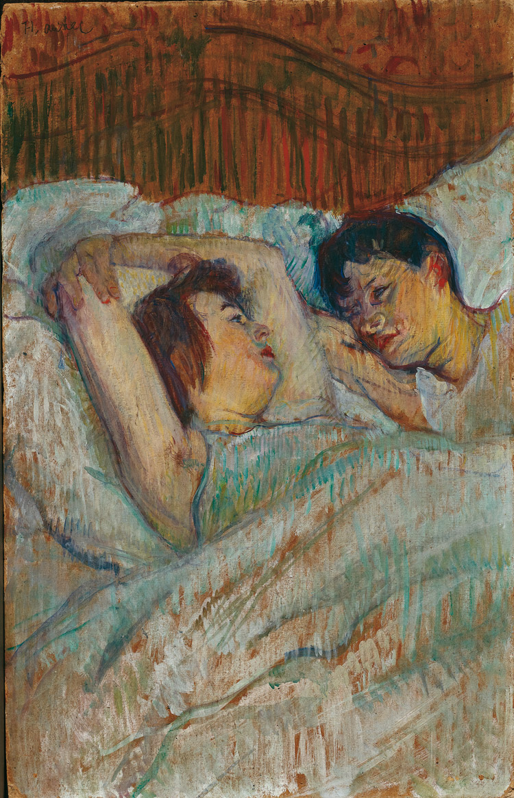 Henri de Toulouse-Lautrec, Au lit (1892; olio su cartone; Zurigo, Foundation E.G. Bührle Collection)

