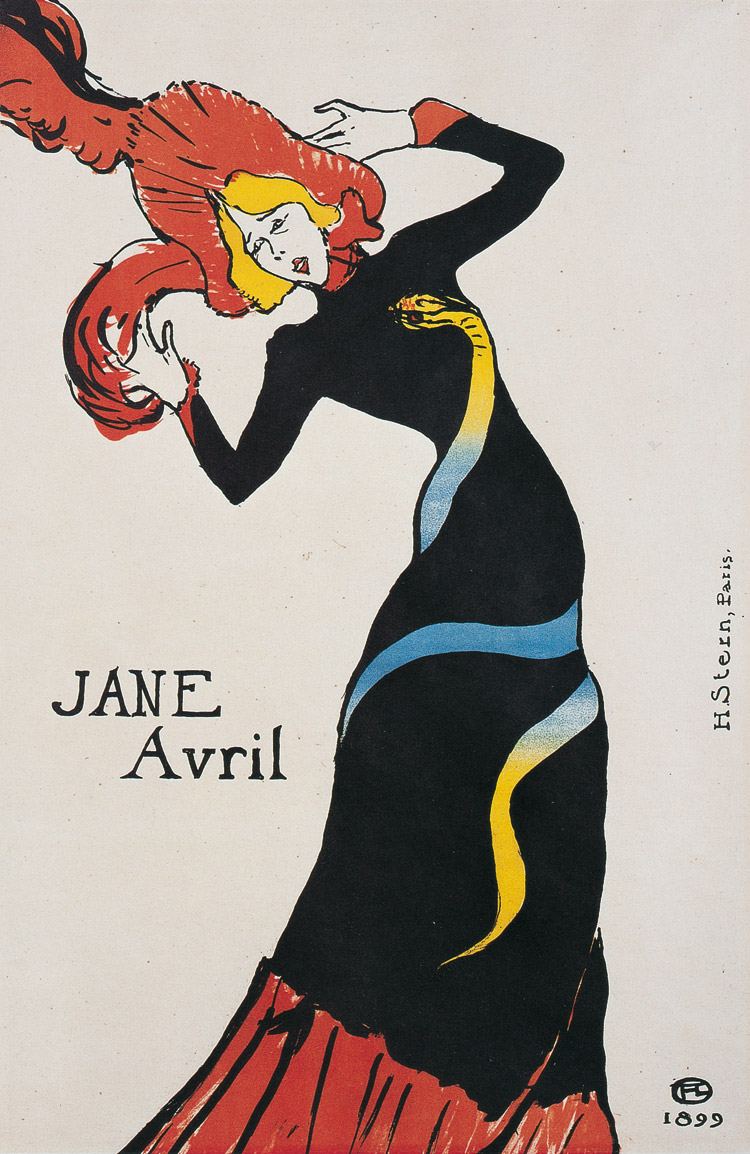 Henri de Toulouse-Lautrec, Jane Avril (1899; litografia; Parigi, Bibliothèque Nationale de France)
