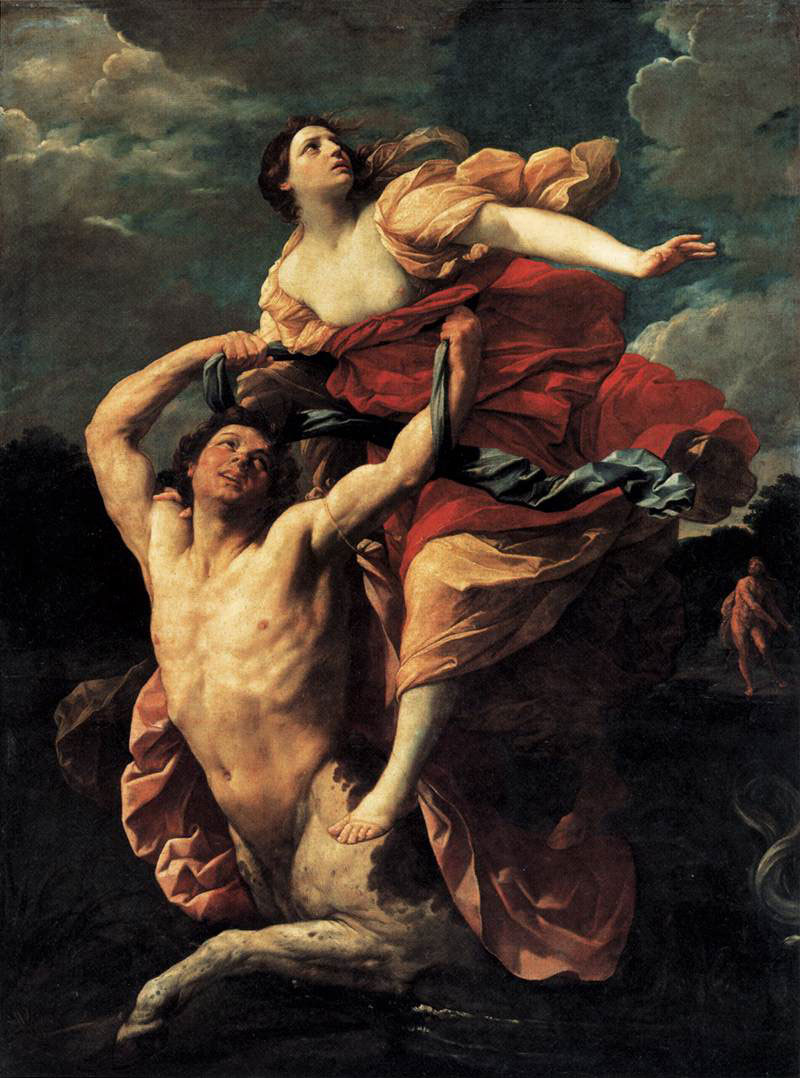 Guido Reni, Nesso rapisce Deianira (1620 circa; olio su tela, 293 x 193 cm; Parigi, Louvre)