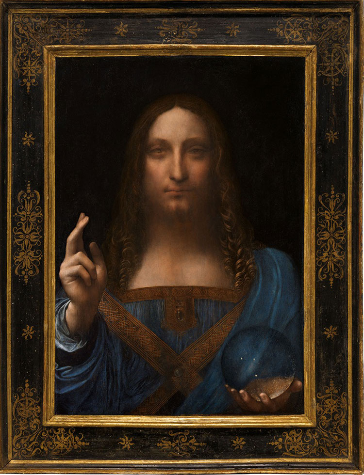 Leonardo da Vinci (attribuito), Salvator Mundi (1499 circa; olio su tavola; 65,6 x 45,4 cm; Collezione privata).