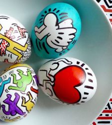 Happy Easter with eggs--artistic eggs by Warhol, Lichtenstein, Klimt and Haring