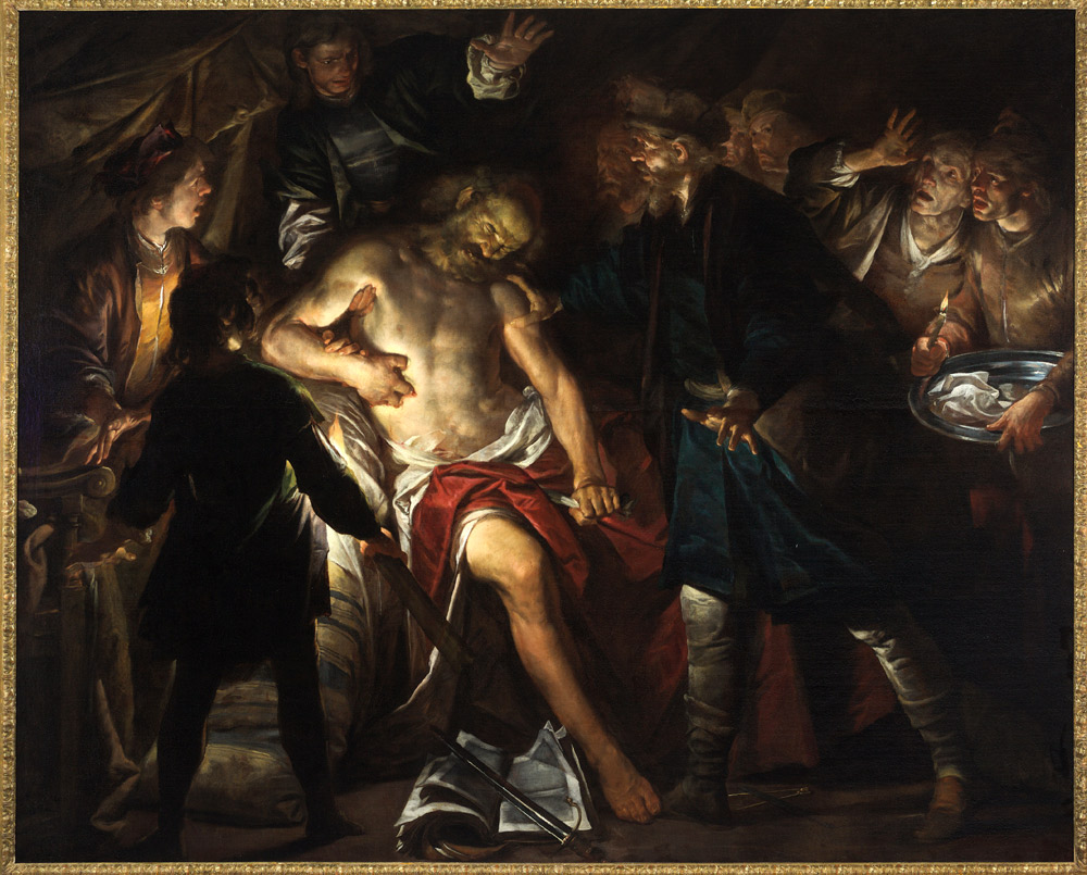 Gioacchino Assereto, Morte di Catone Uticense (1640 circa; olio su tela, 203 x 253,2 cm; Genova, Musei di Strada Nuova - Palazzo Bianco)
 Gioacchino Assereto, Morte di Catone Uticense (1640 circa; olio su tela, 203 x 253,2 cm; Genova, Musei di Strada Nuova - Palazzo Bianco)