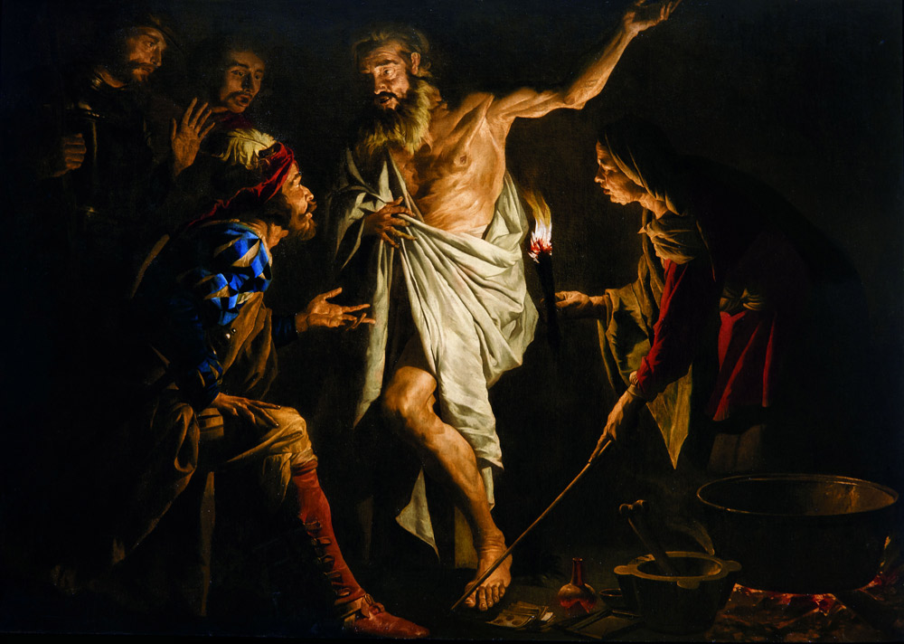 Matthias Stomer, Saul fa evocare Samuele dalla strega di Endor (1639-1641 circa, olio su tela, 170 x 250 cm; Collezione privata. Courtesy Robilant+Voena)