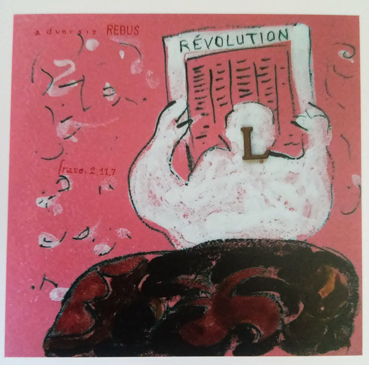 Eugenio Miccini, La rivoluzione tradita (1968; smalti e lettere incollate su ceramica, 28,5 x 28,5 cm; Collezione Scatizzi)