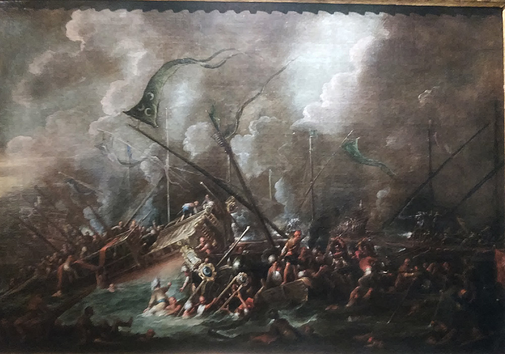 Cornelis de Wael e Andries van Eertvelt (?), Battaglia notturna in mare tra turchi e cristiani
