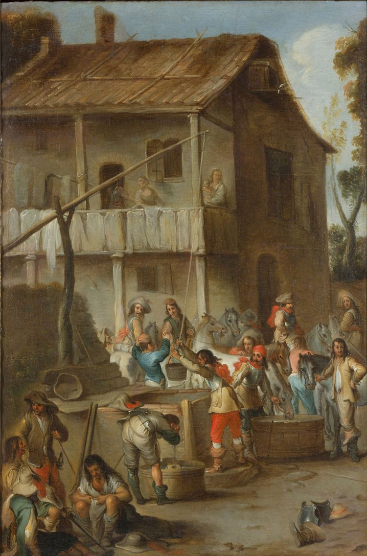 Cornelis de Wael, Soldati presso una taverna
