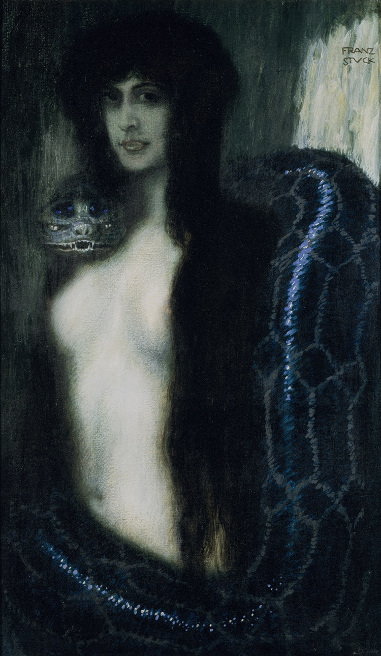Franz von Stuck, Il peccato (1909; olio su tela, 88,5 x 53,5 cm; Palermo, Galleria d’Arte Moderna “Empedocle Restivo”)