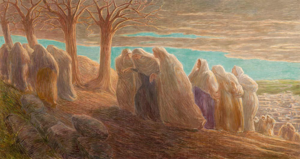 Gaetano Previati, Via al Calvario (1912; olio su tela, 80 x 150,5 cm; Tortona, Fondazione Cassa di Risparmio di Tortona)
