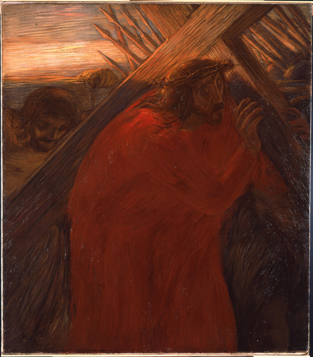 Gaetano Previati, Via Crucis, Stazione II, Gesù caricato della croce (1901-1902; olio su tela, 121 x 107 cm; Città del Vaticano, Musei Vaticani, Collezione d'Arte Contemporanea)
