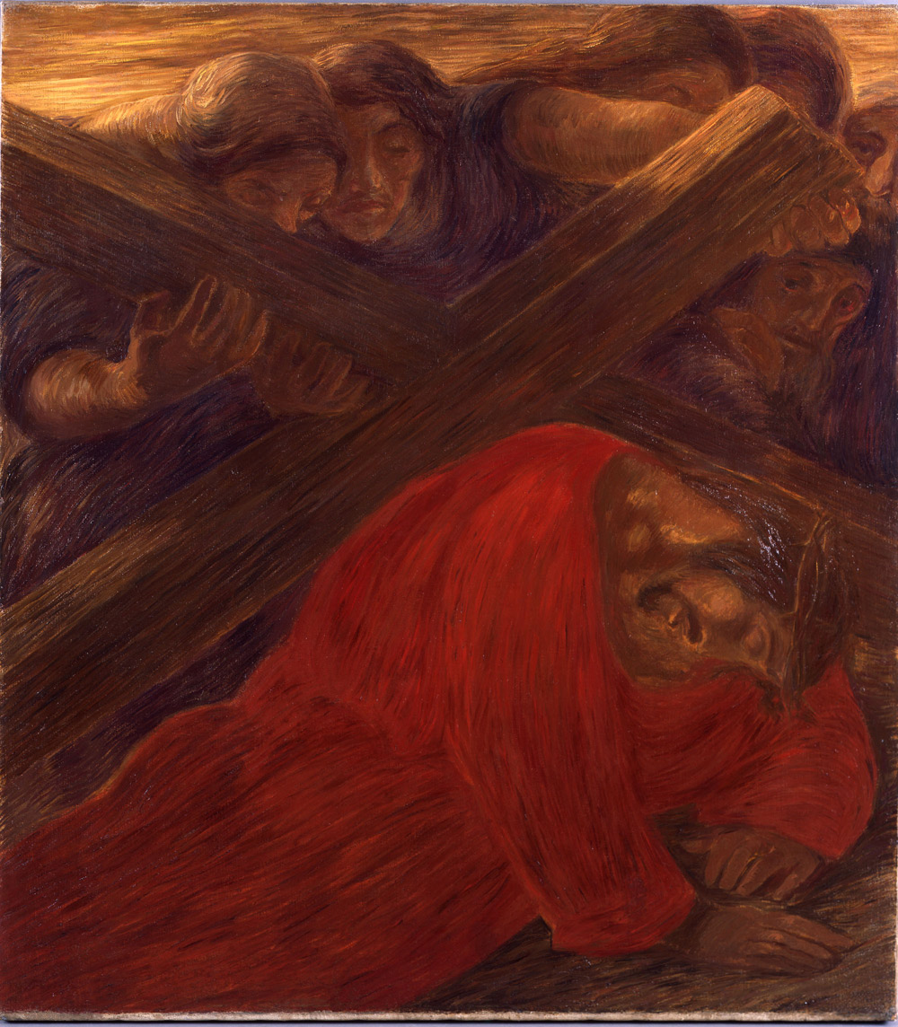 Gaetano Previati, Via Crucis, Stazione IX, Gesù cade per la terza volta (1901-1902; olio su tela, 121 x 107 cm; Città del Vaticano, Musei Vaticani, Collezione d'Arte Contemporanea)
