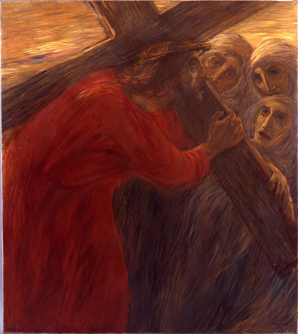 Gaetano Previati, Via Crucis, Stazione VIII, Gesù incontra le pie donne (1901-1902; olio su tela, 121 x 107 cm; Città del Vaticano, Musei Vaticani, Collezione d'Arte Contemporanea)
