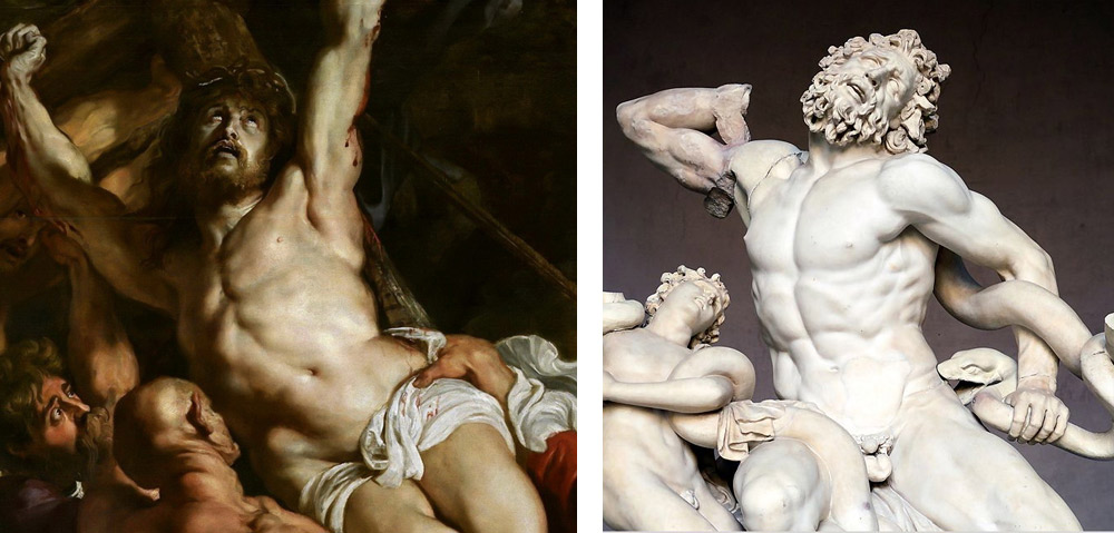 Confronto tra il dipinto di Rubens e il Laocoonte