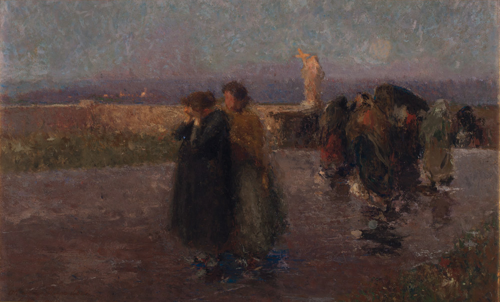 Giuseppe Mentessi, Bozzetto per Ora triste (1890 circa; olio su tavola, 49 x 75 cm; Ferrara, Gallerie d’Arte Moderna e Contemporanea)
