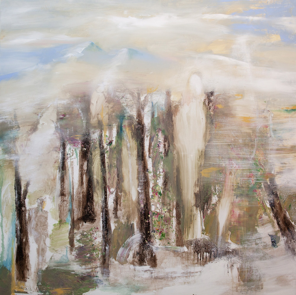 Angelo Bellobono, Terre sparse (2017; acrilico, suolo e olio su tela, 200 x 200 cm)
