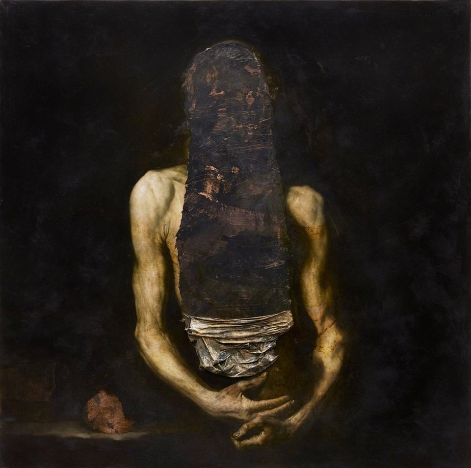 Nicola Samorì, Il digiuno (2014; olio su rame, 100 x 100 cm)
