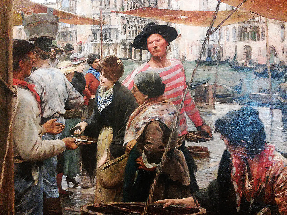 Ettore Tito, La pescheria vecchia (1893; olio su tela, 130 x 200 cm; Roma, Galleria Nazionale d'Arte Moderna e Contemporanea)
